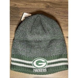 GreenBay Packers Knit Beanie Winter Hat Adult Green and Gray Cuffless NFL Reebok